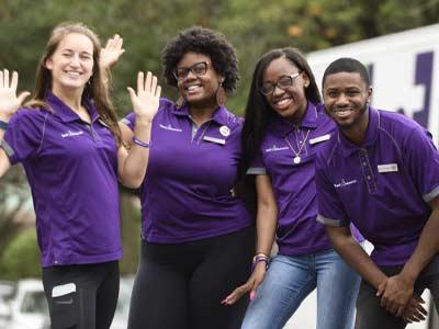 University staff welcoming new students